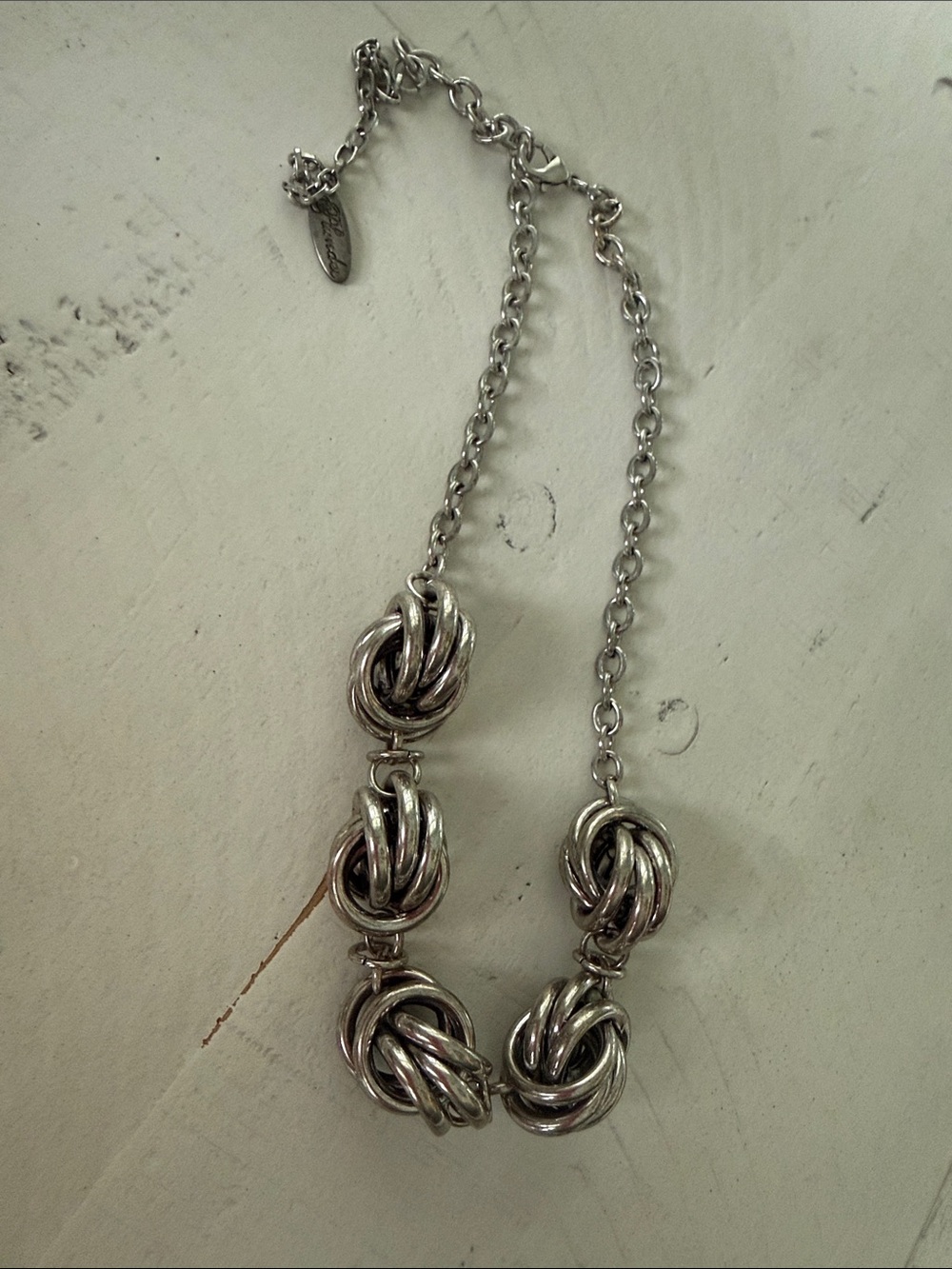 Plunder Silver-Tone Interwoven Knot Necklace